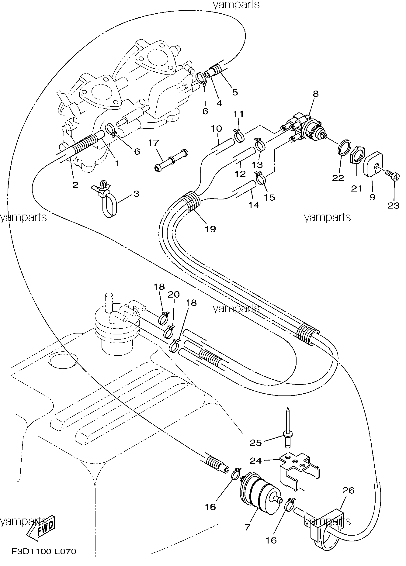 Фильтр топливный, кран