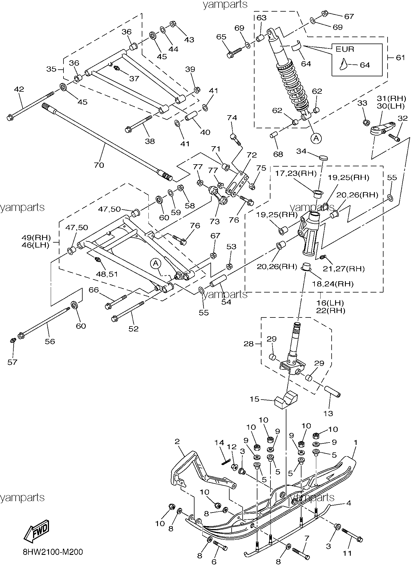 Лыжи, передняя подвеска