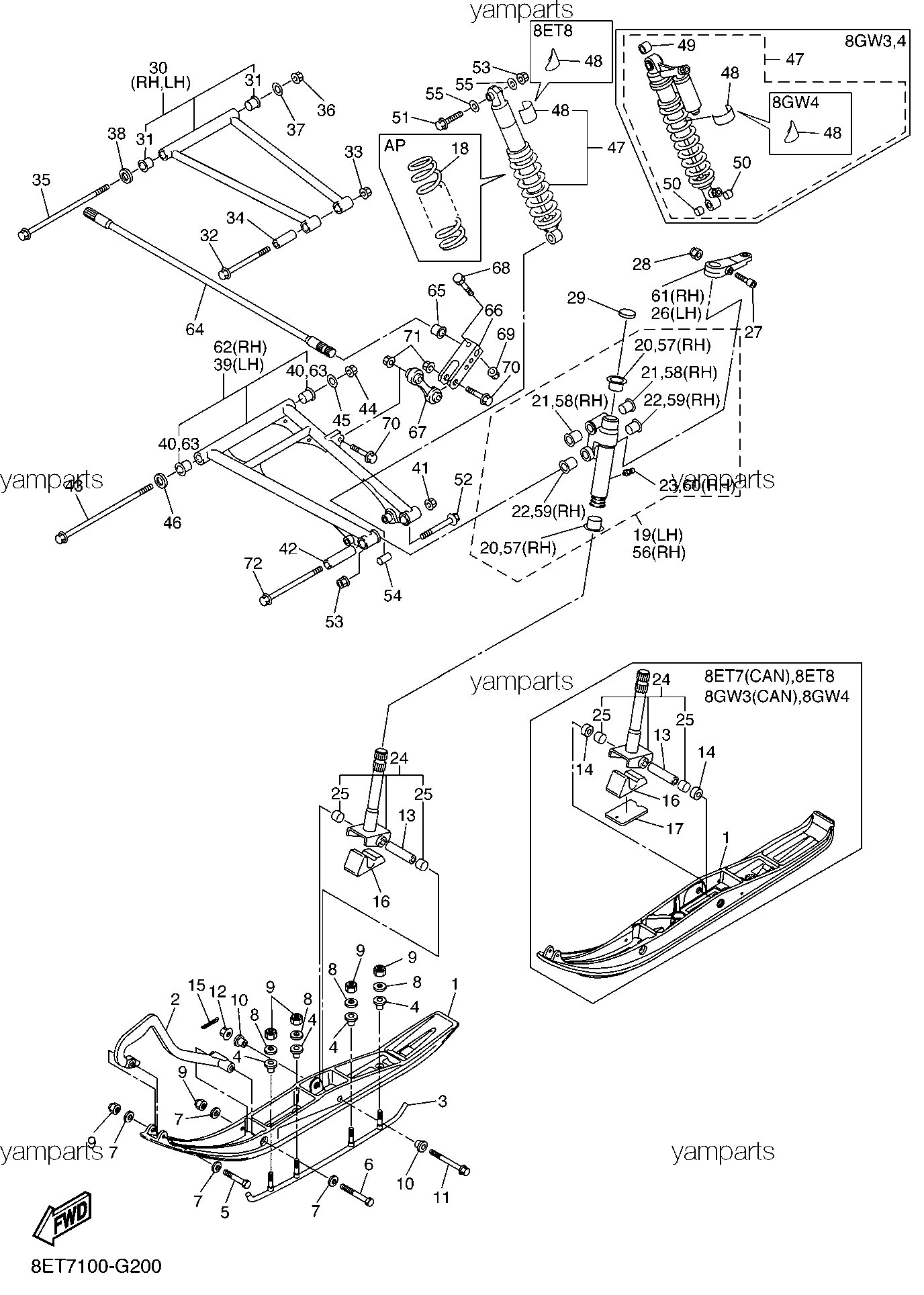 Лыжи, передняя подвеска