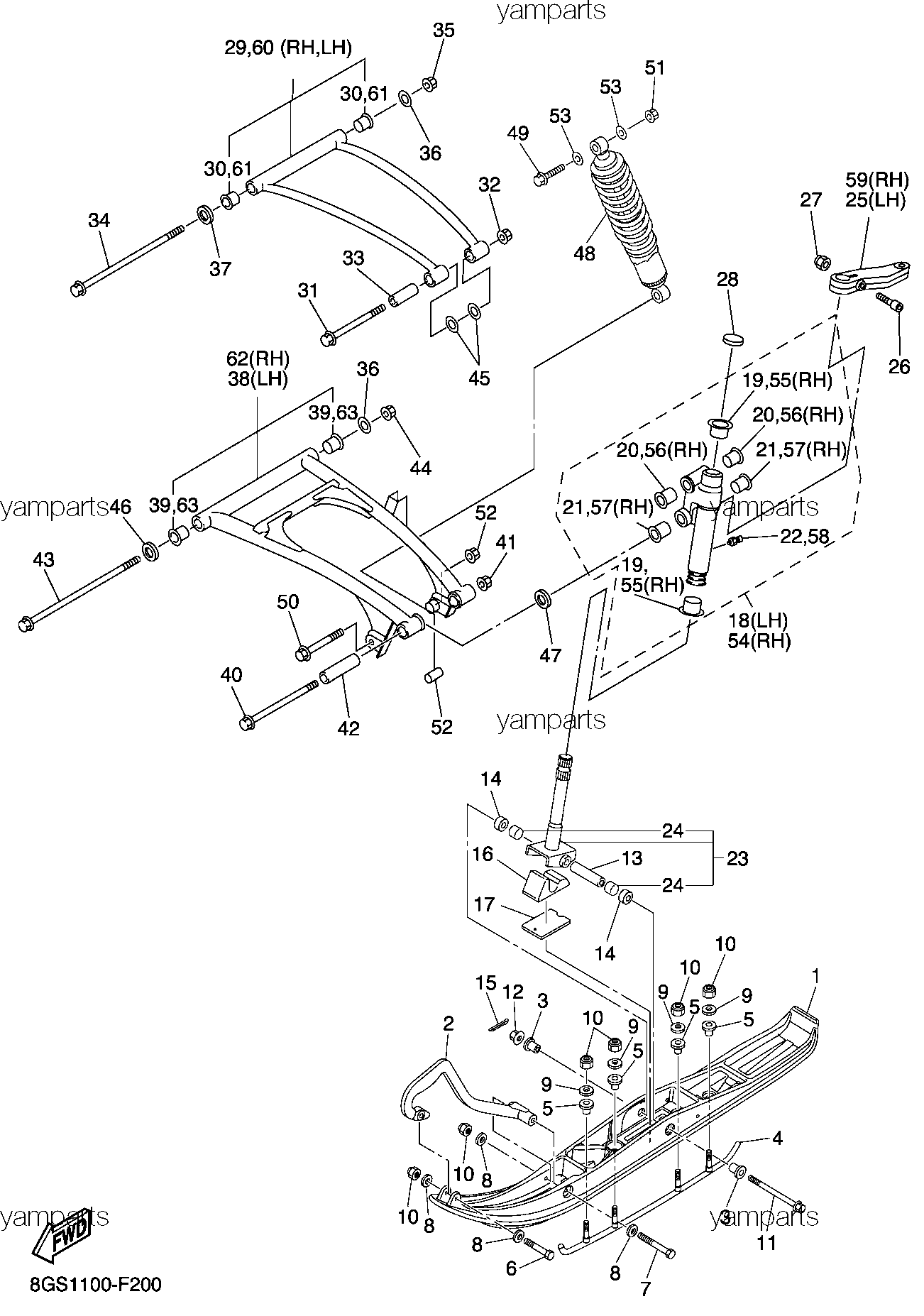 Лыжи, передняя подвеска