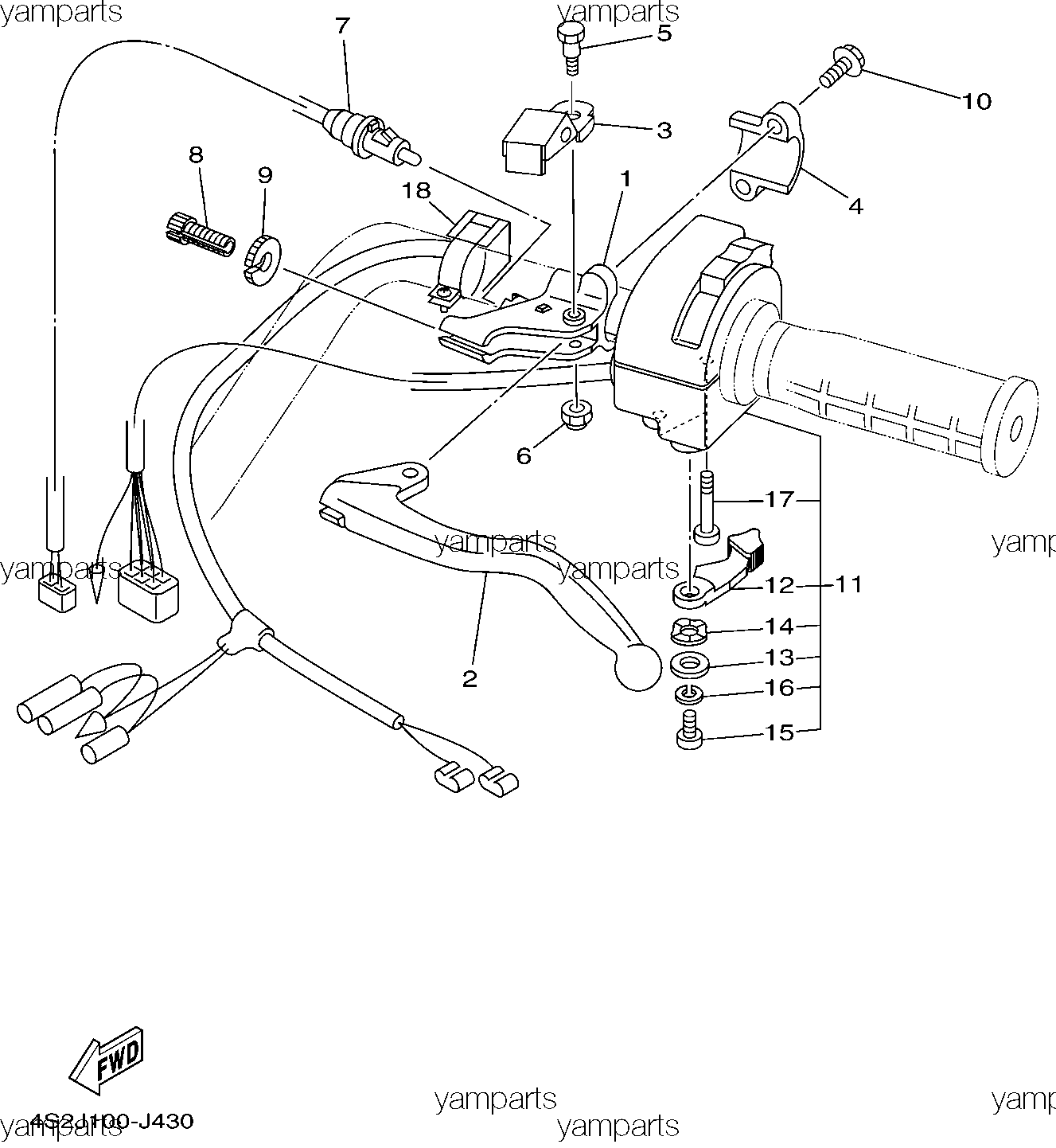 Левая рукоятка руля