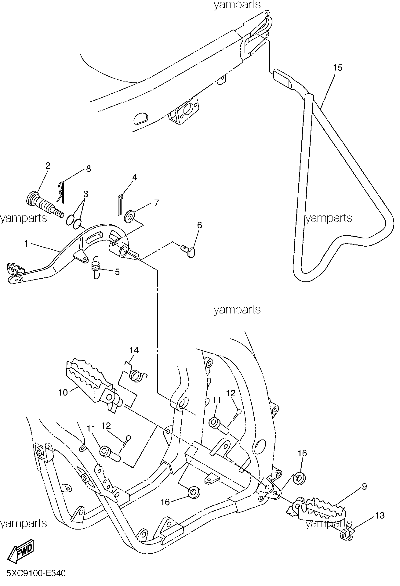 Подножки, подставка, педаль тормоза