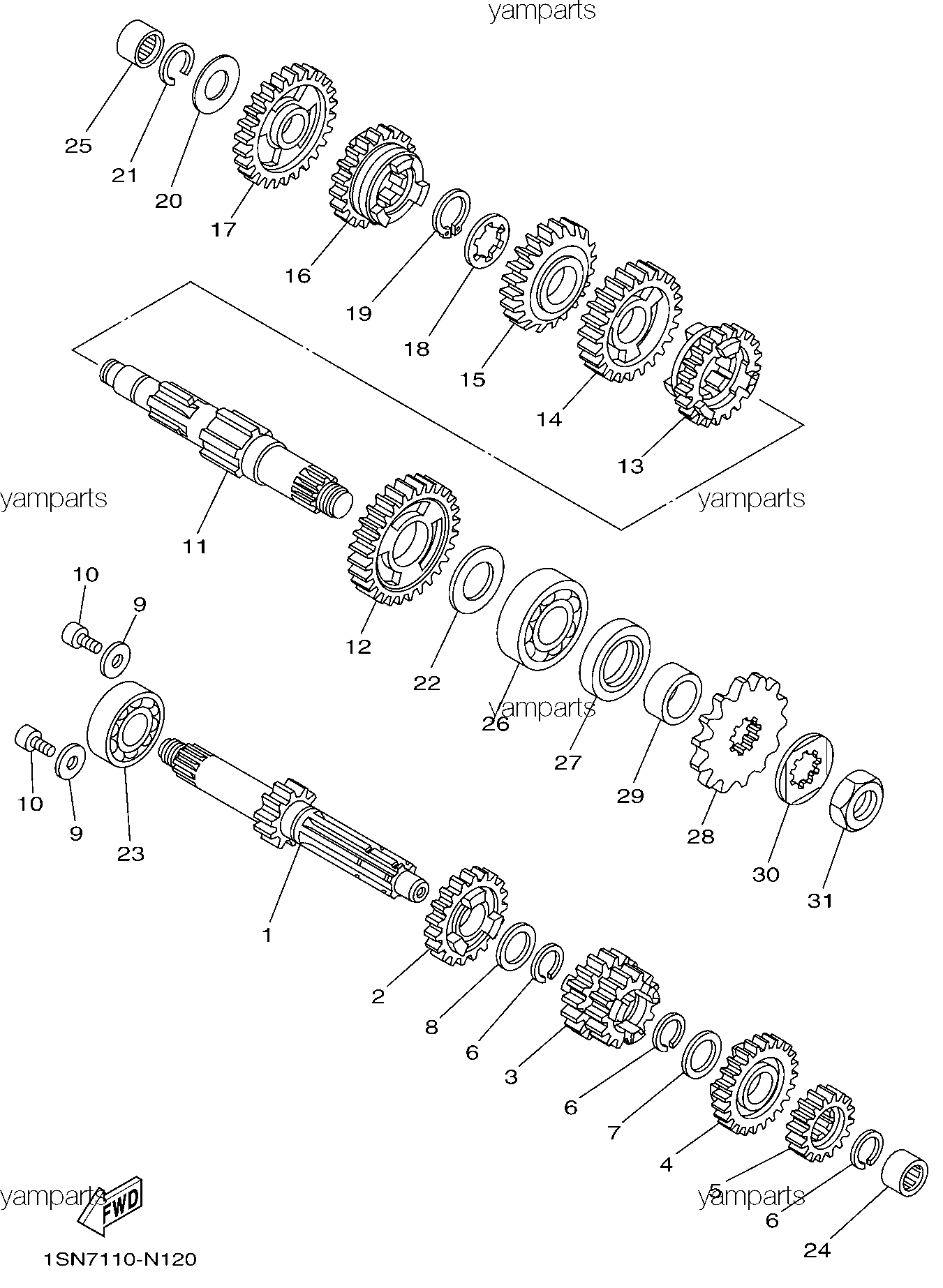 Шестерни коробки передач