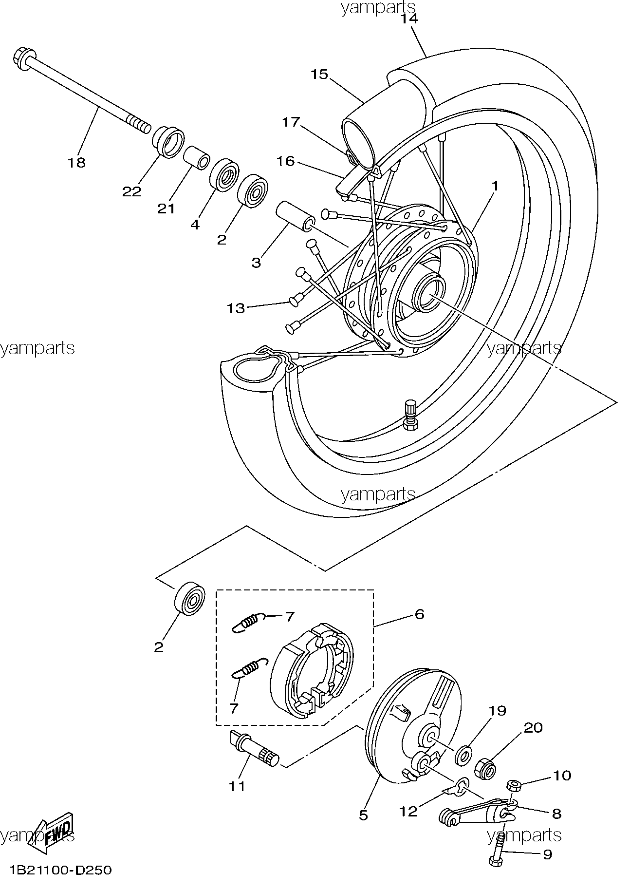 Колесо переднее, тормоз (TT-R125)