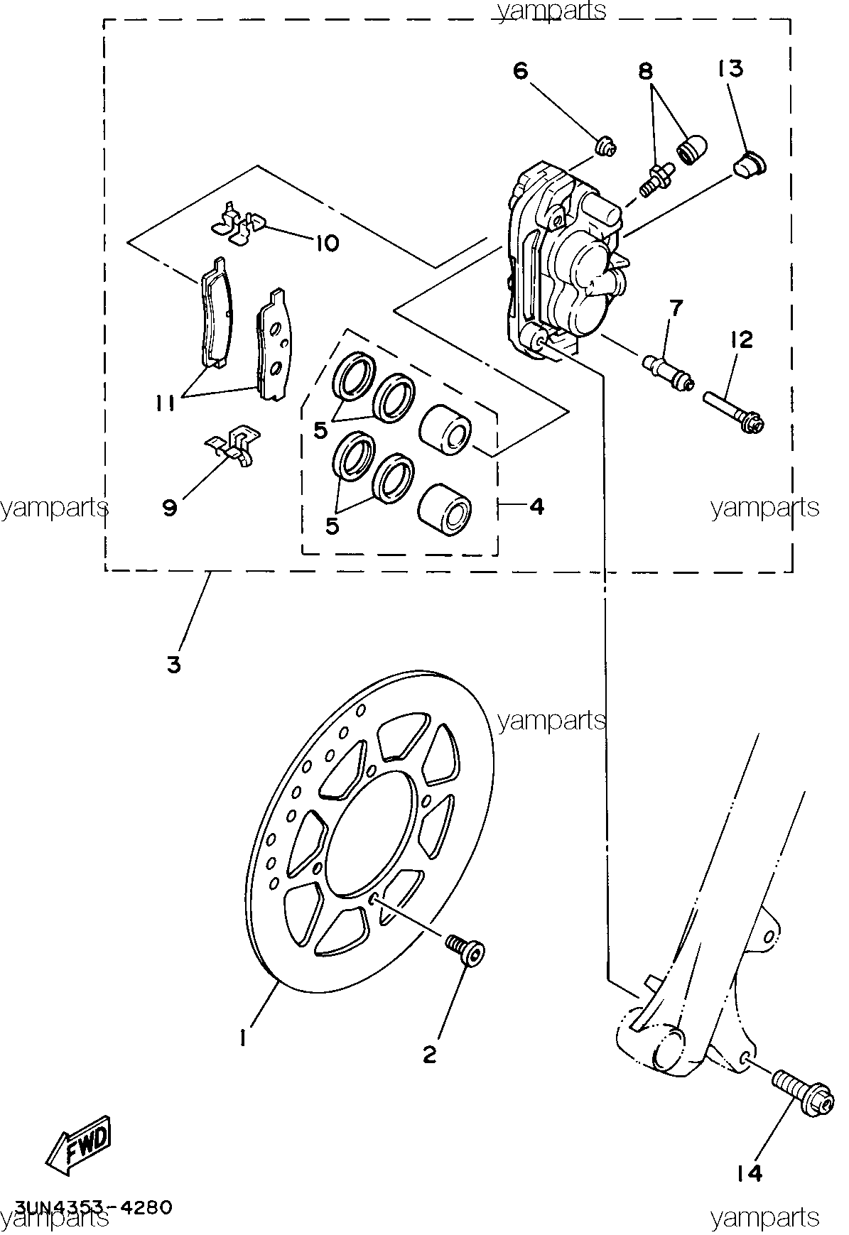 Тормоз передний (TT-R125LW)