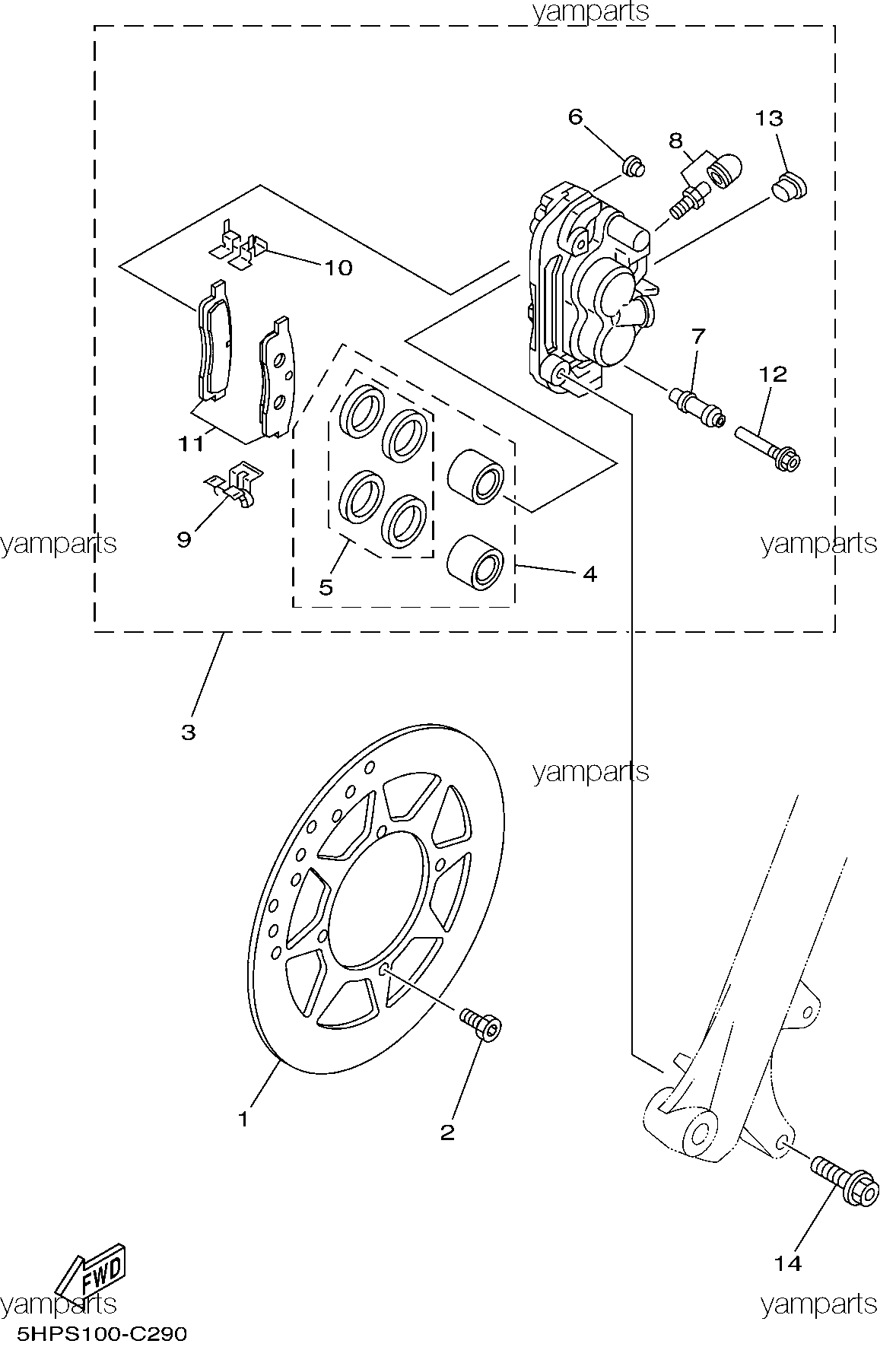 Тормоз передний (TT-R125LW)