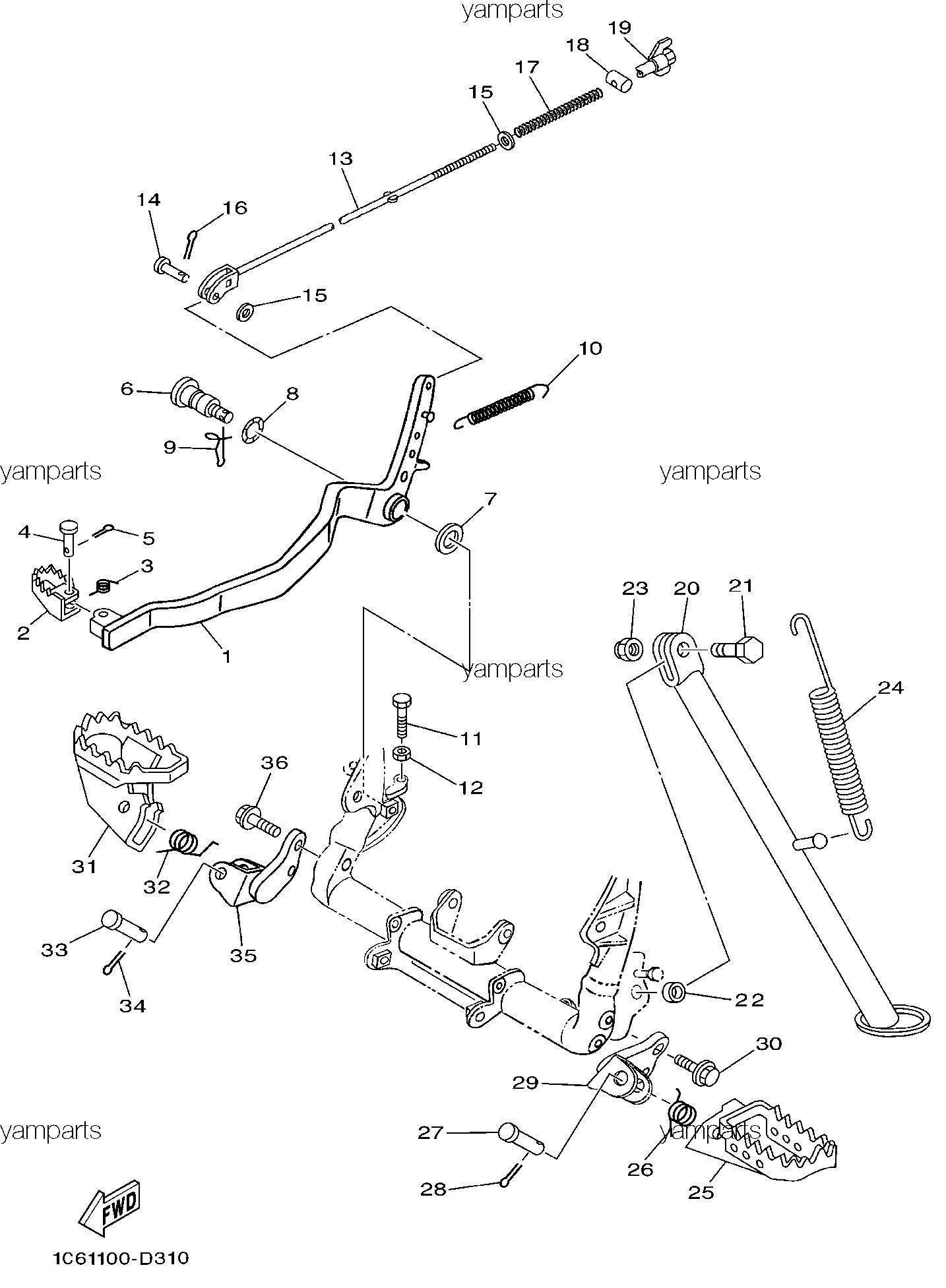 Подножки, подставка, педаль тормоза