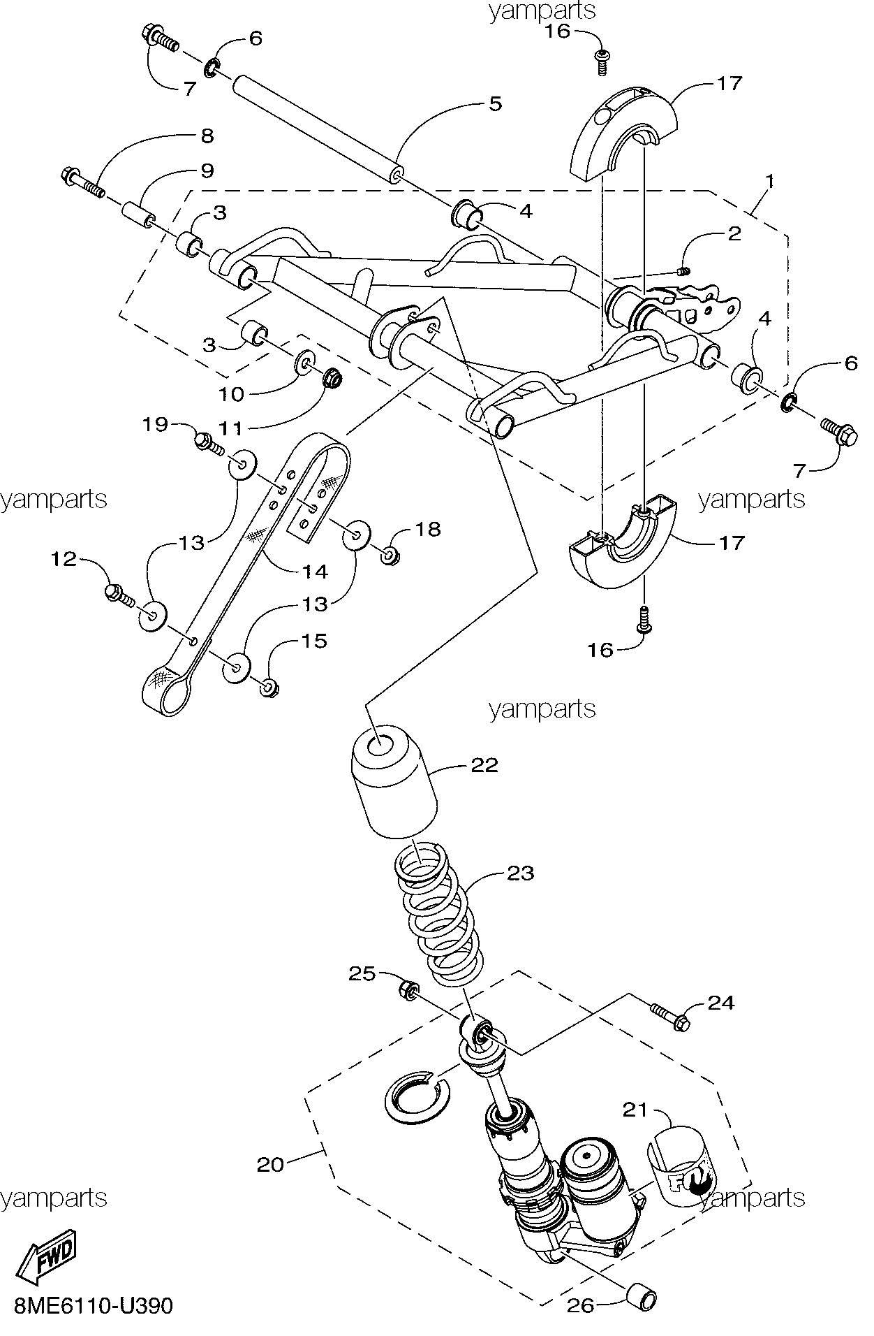 Рычаг подвески передний, амортизатор