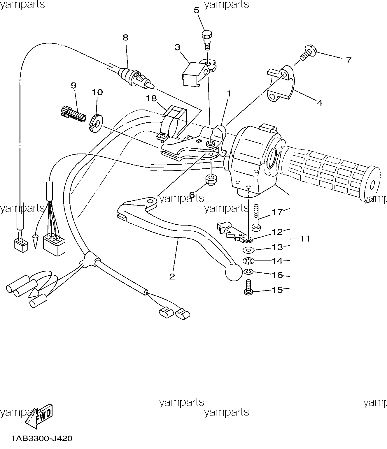 Левая рукоятка руля