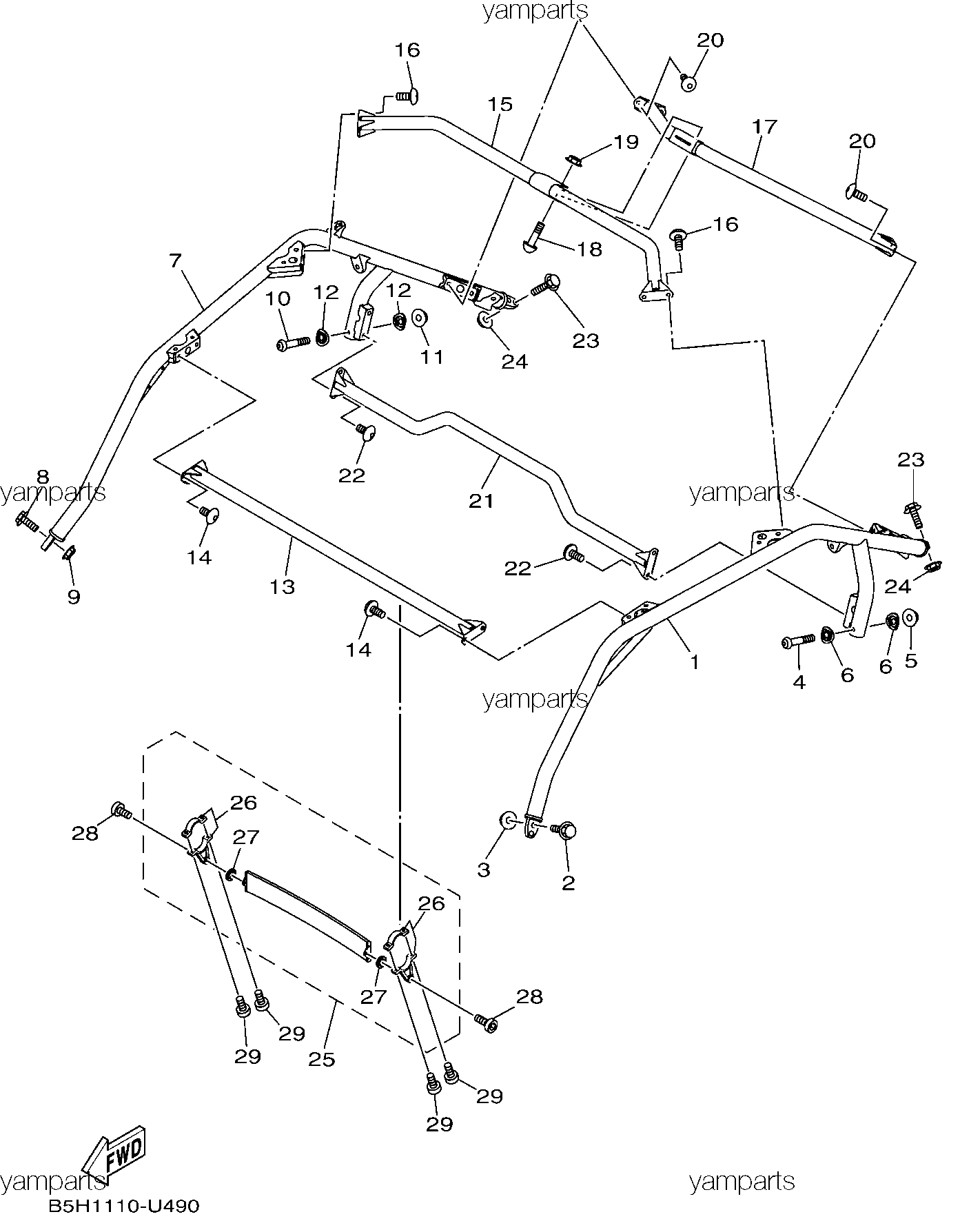 Защита верхняя (каркас безопасности)