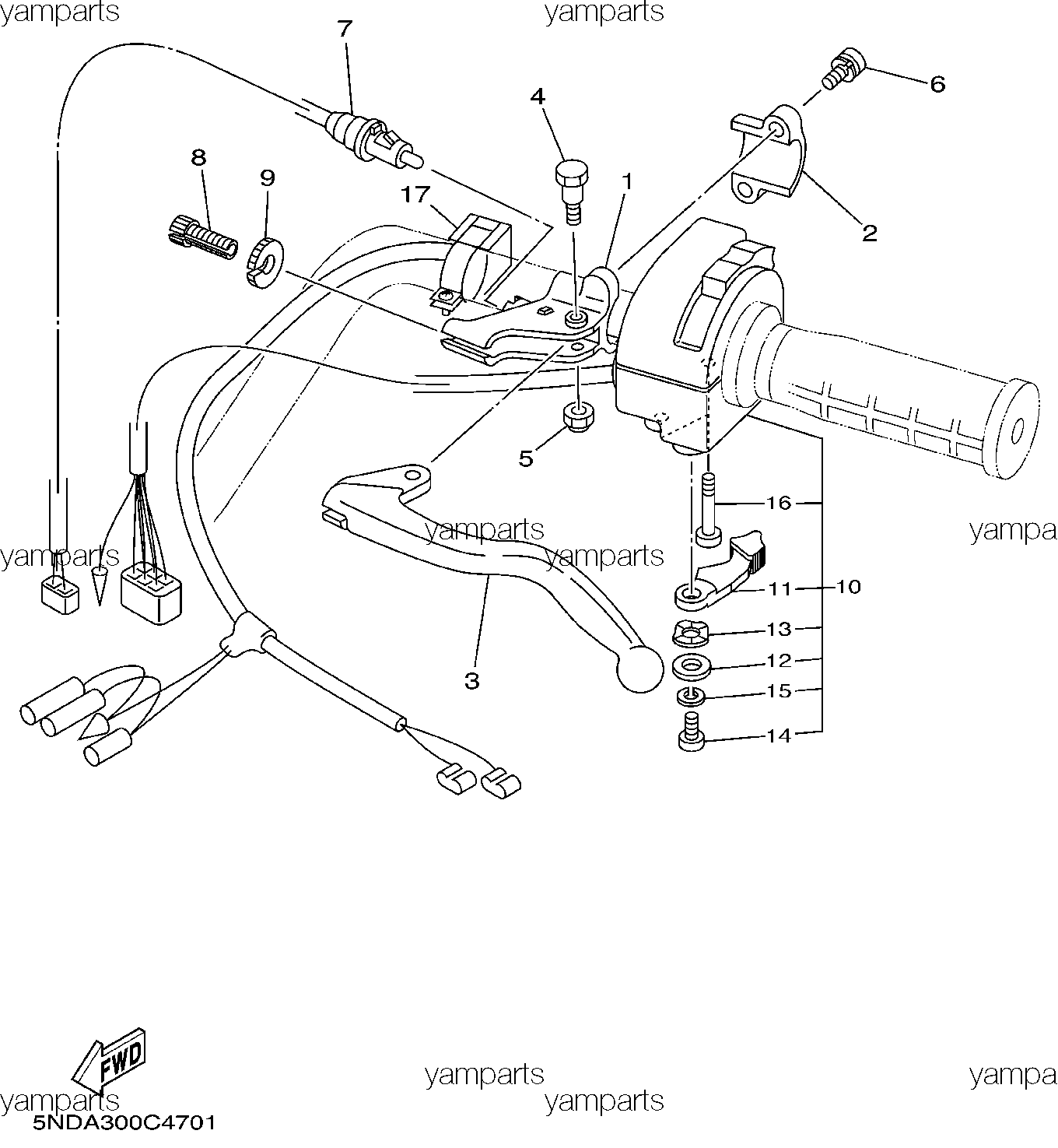 Левая рукоятка руля