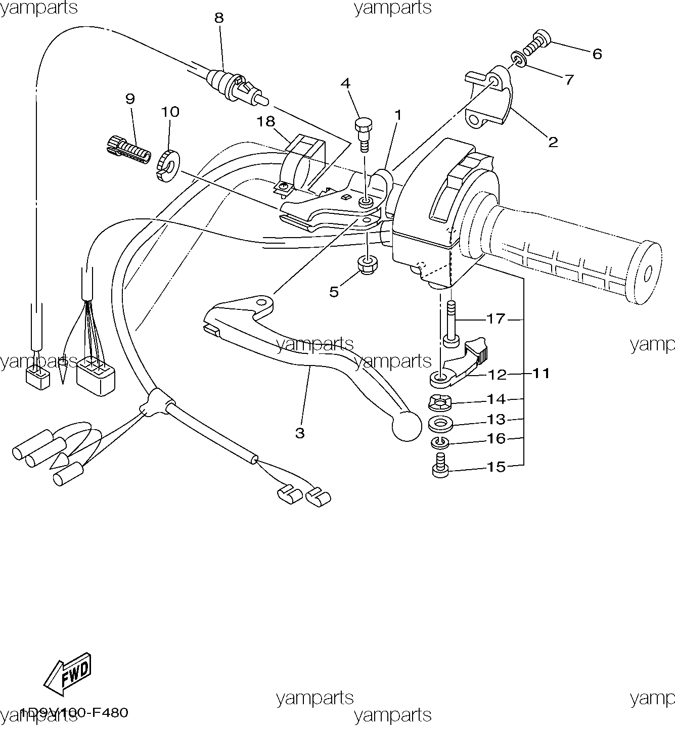 Левая рукоятка руля