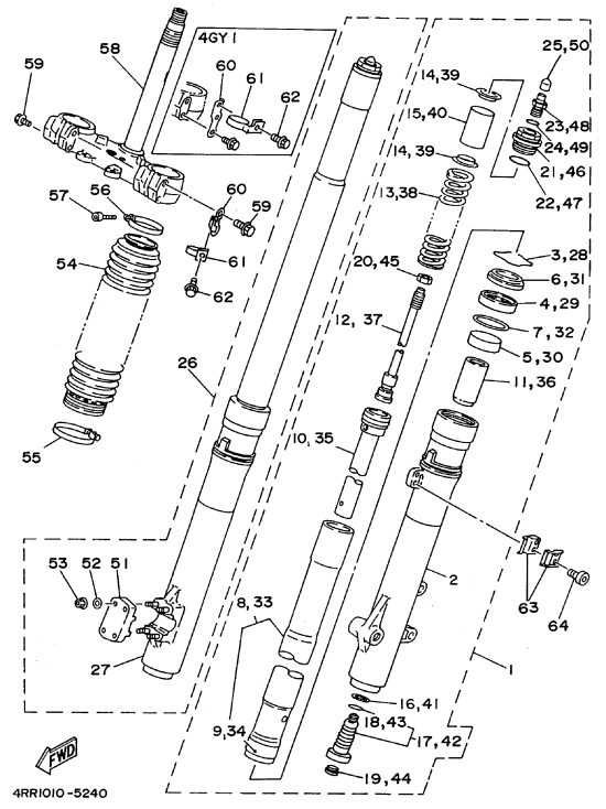 Вилка передняя (4GY1 4RR1, 4RR2)