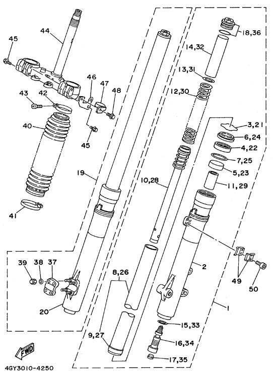 Вилка передняя (4GY3, 4GY5, 4WA1)