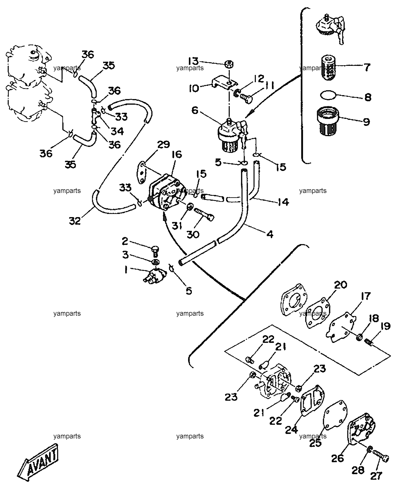 Схема yamaha 40 xws