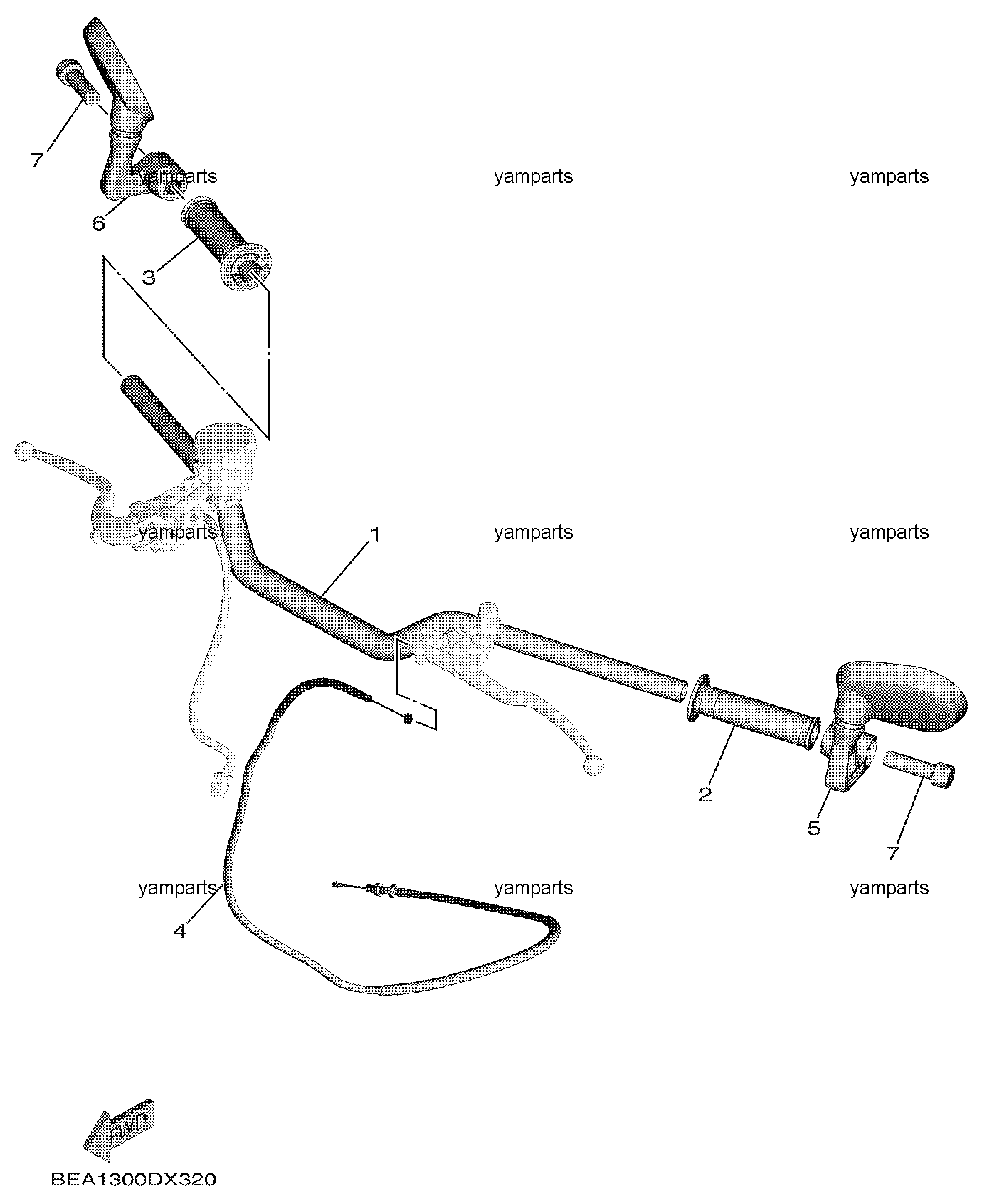Руль, зеркала, трос сцепления